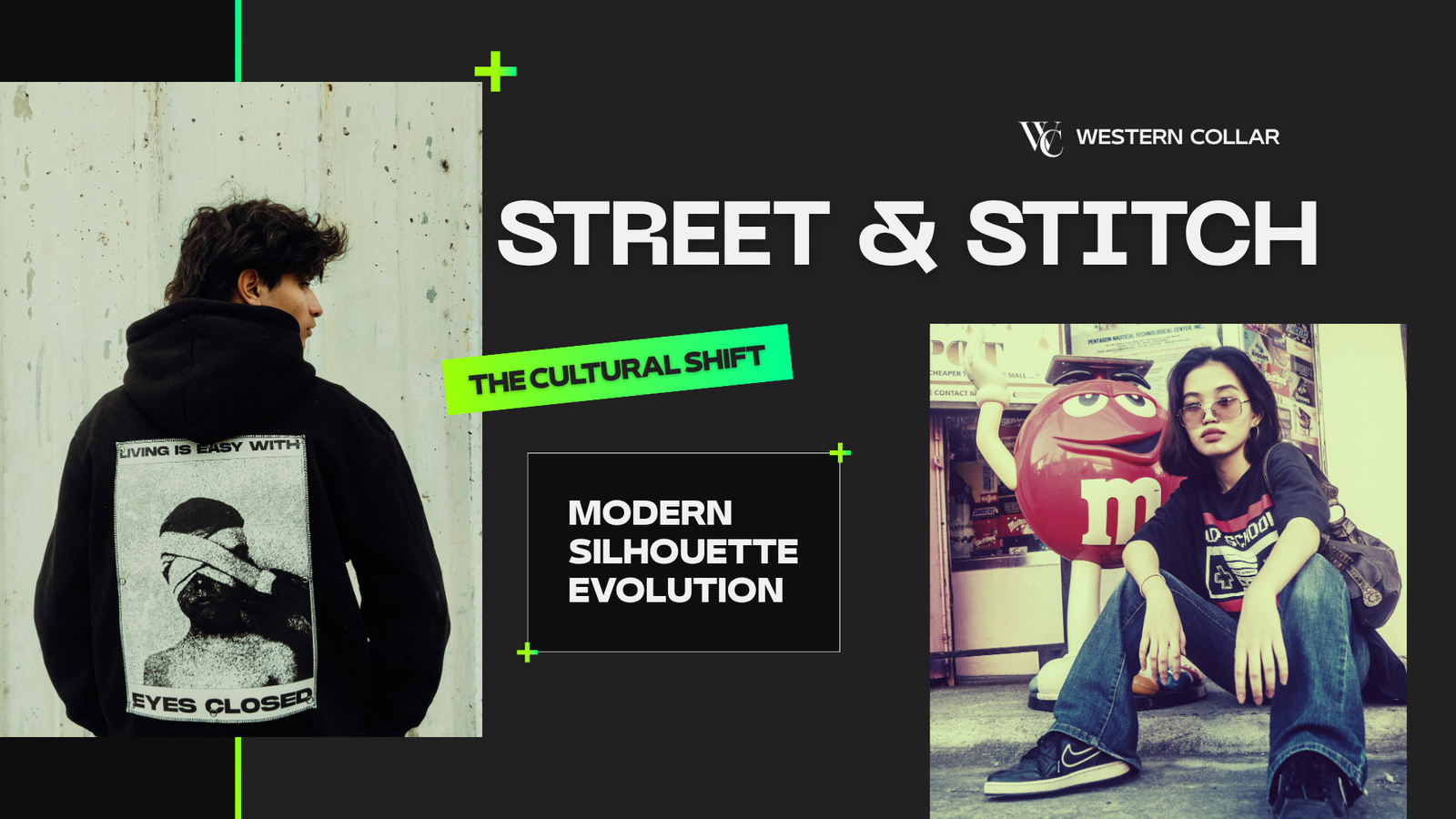 Graphic for 'Street & Stitch' by Western Collar with two people in stylish outfits.