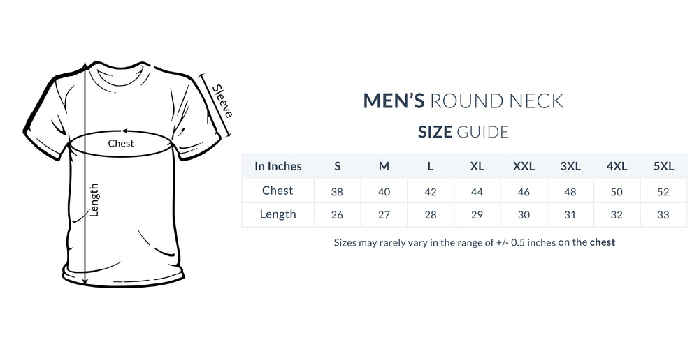 Size chart for Skull Immortal Fire Tee