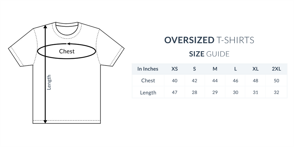Size chart for Lost in Space Oversized Tee