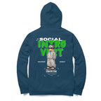 Unisex Social Introvert oversized hoodie navy blue introvert streetwear Western Collar