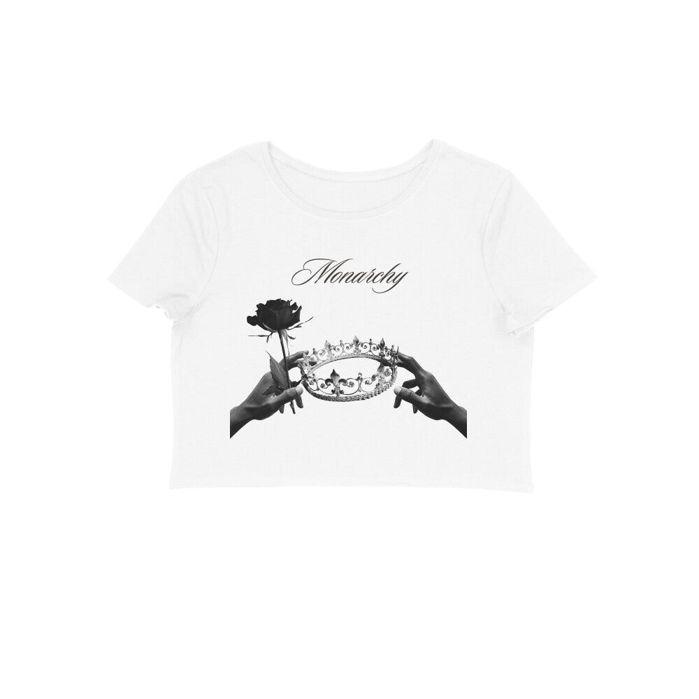Women's Monarchy crop top white crown black rose editorial Western Collar