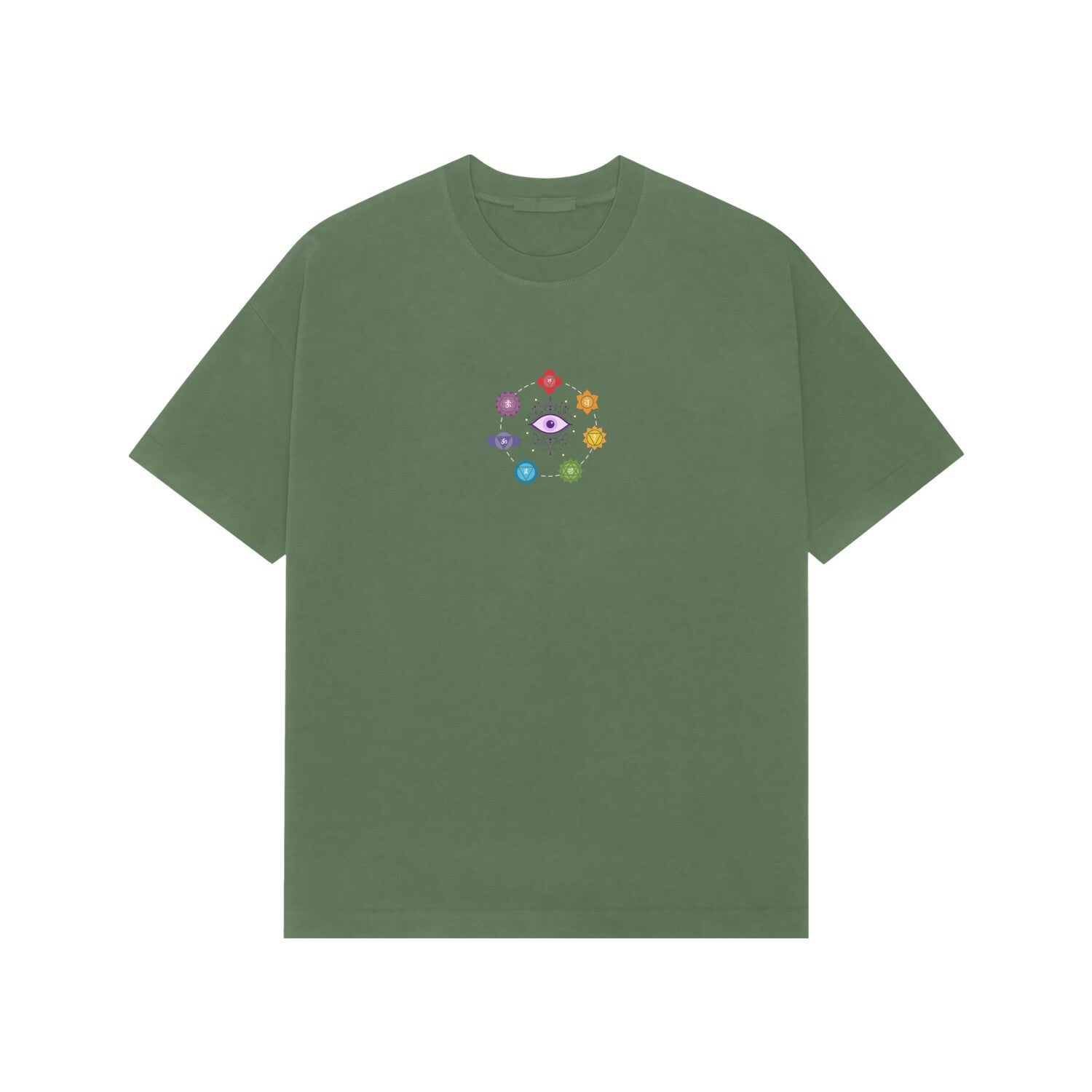 Unisex Kalki avatar premium oversized tee forest green Hindu mythology chakra design Western Collar