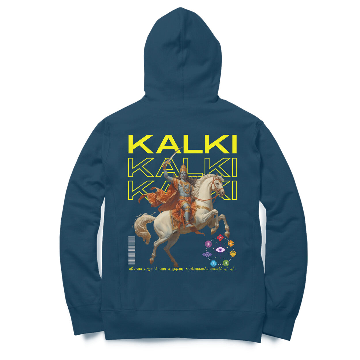 Unisex Kalki avatar oversized hoodie navy blue Vishnu avatar Western Collar