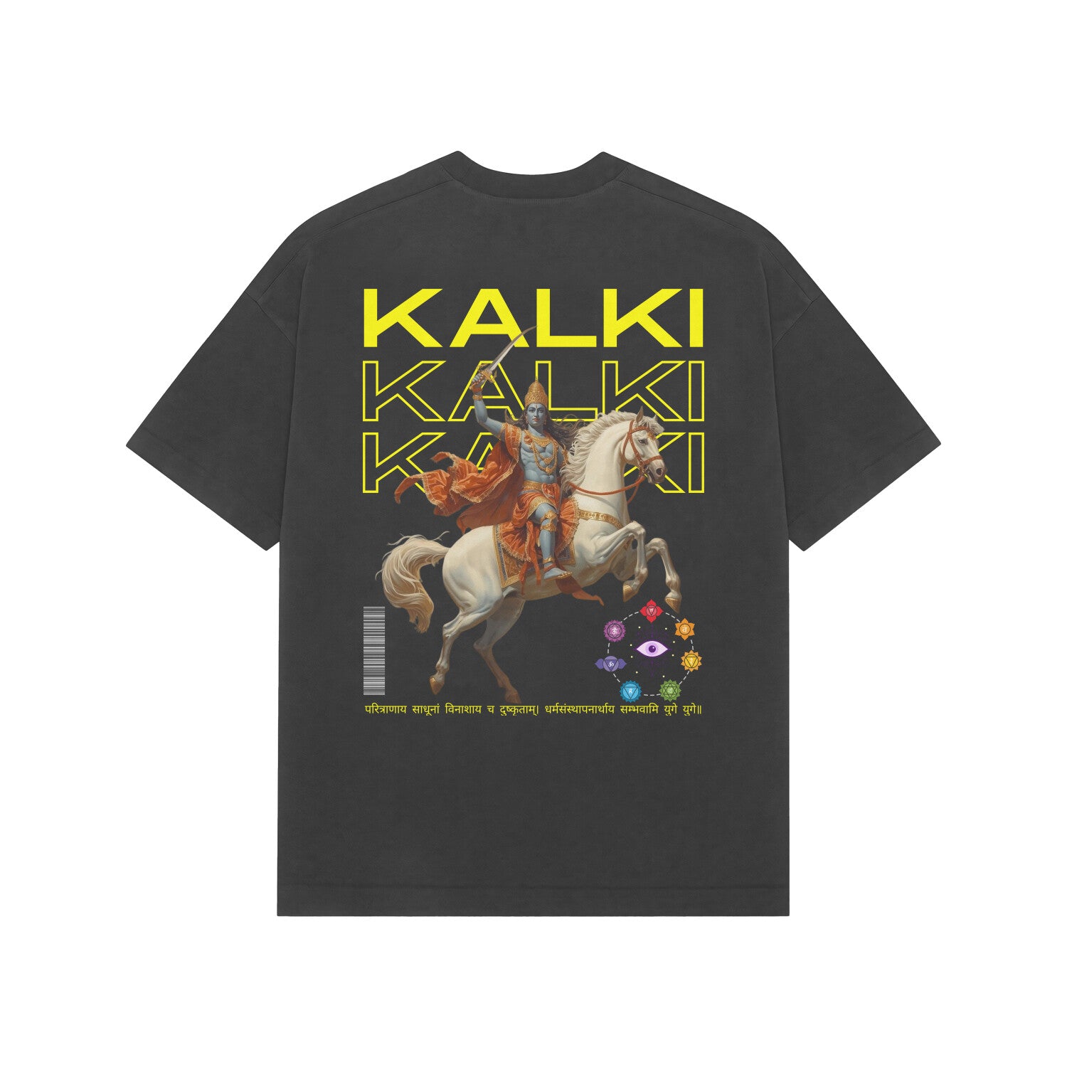 Unisex Kalki avatar premium oversized tee black Hindu lord Kalki design Western Collar