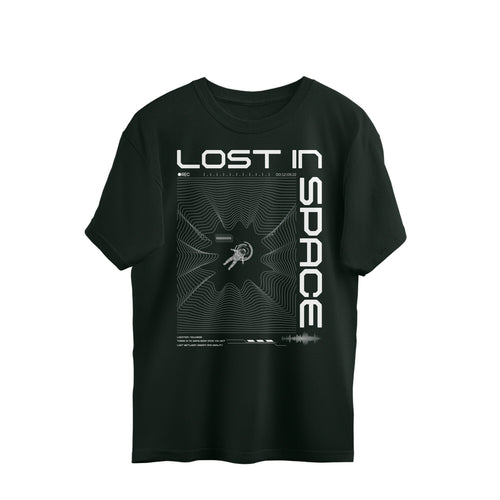 Unisex Lost in Space oversized graphic tee bottle green streetwear Western Collar