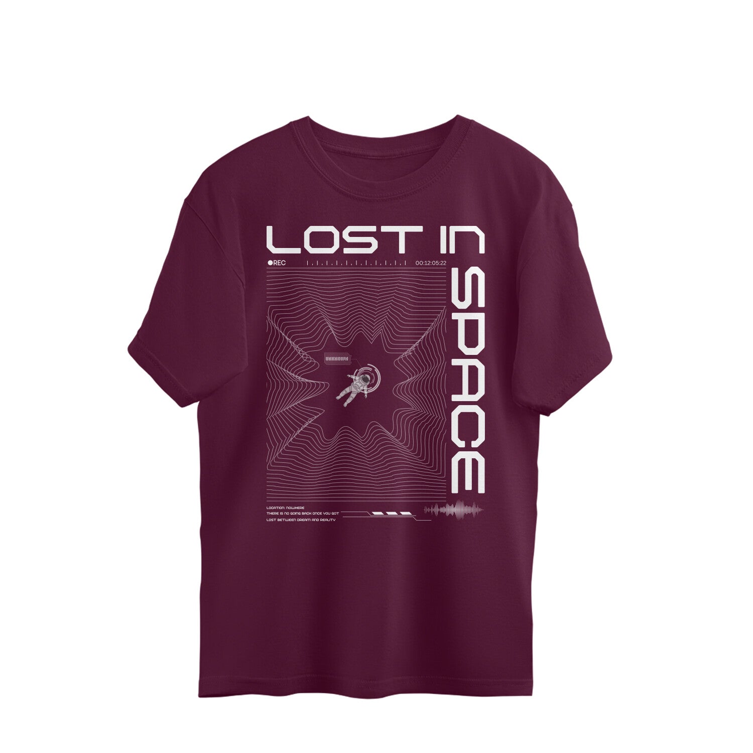 Unisex Lost in Space oversized graphic tee burgundy graphic print Western Collar