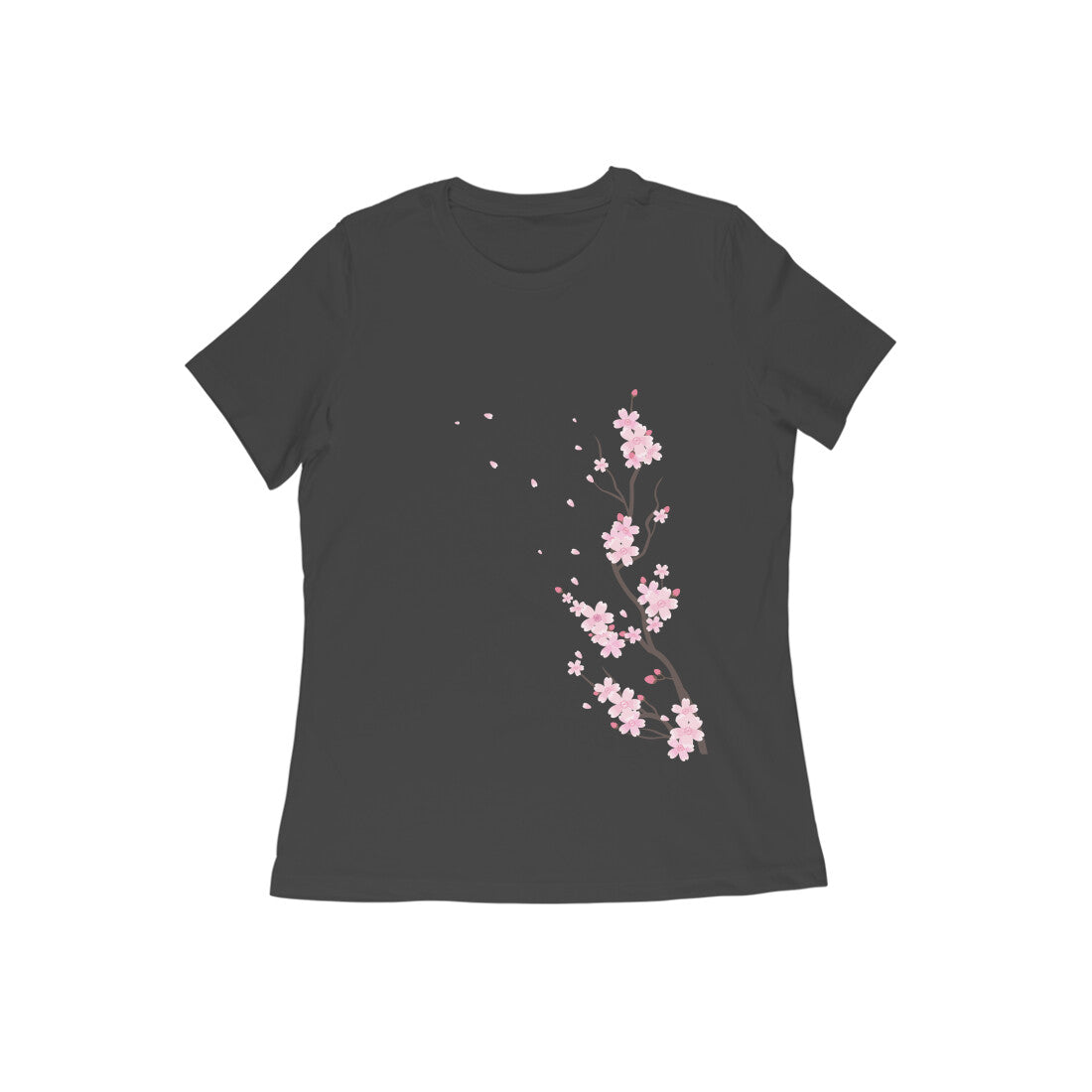 Women's Stay Positive tee black cherry blossom aesthetic Western Collar